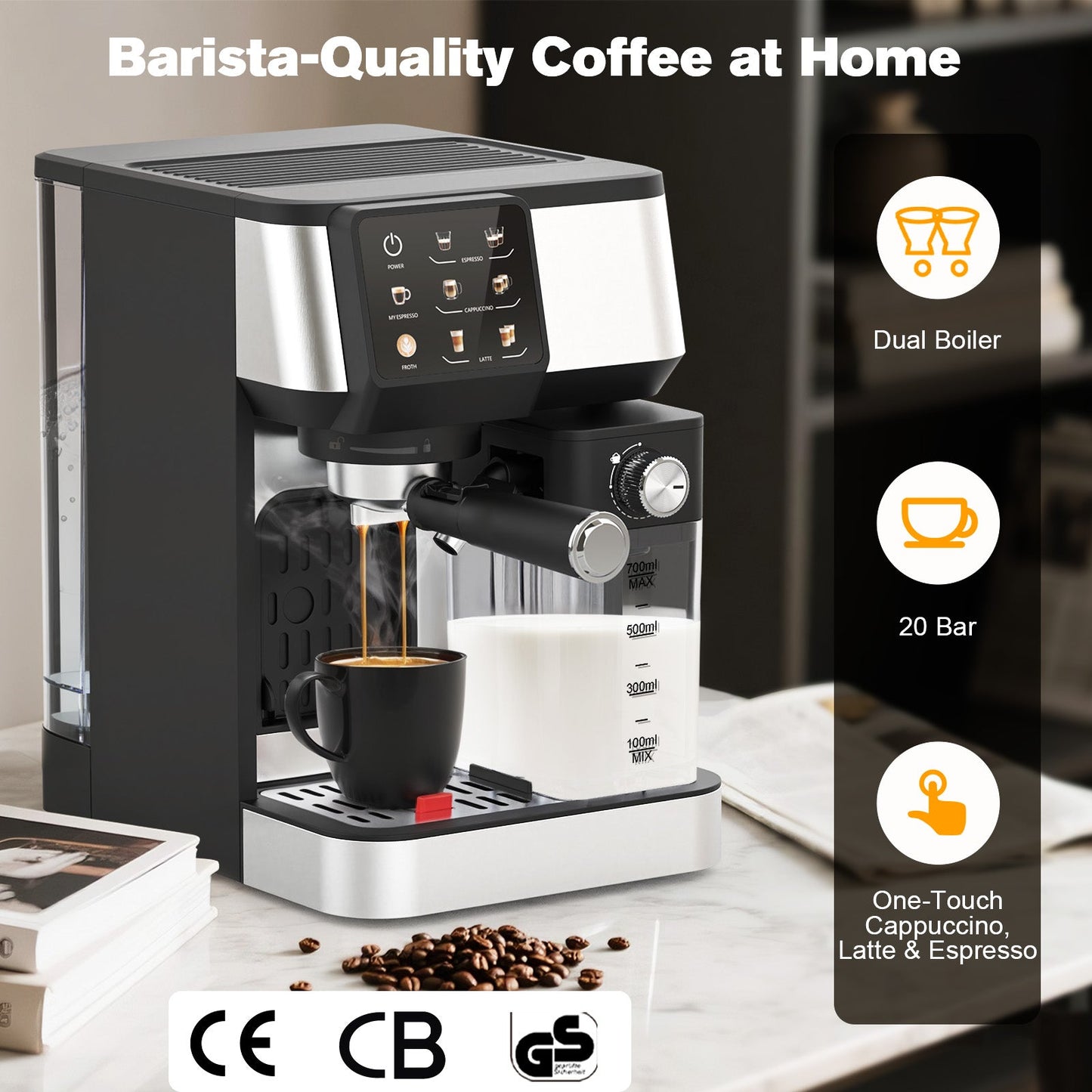Advwin Espresso Coffee Machine with Milk Frother