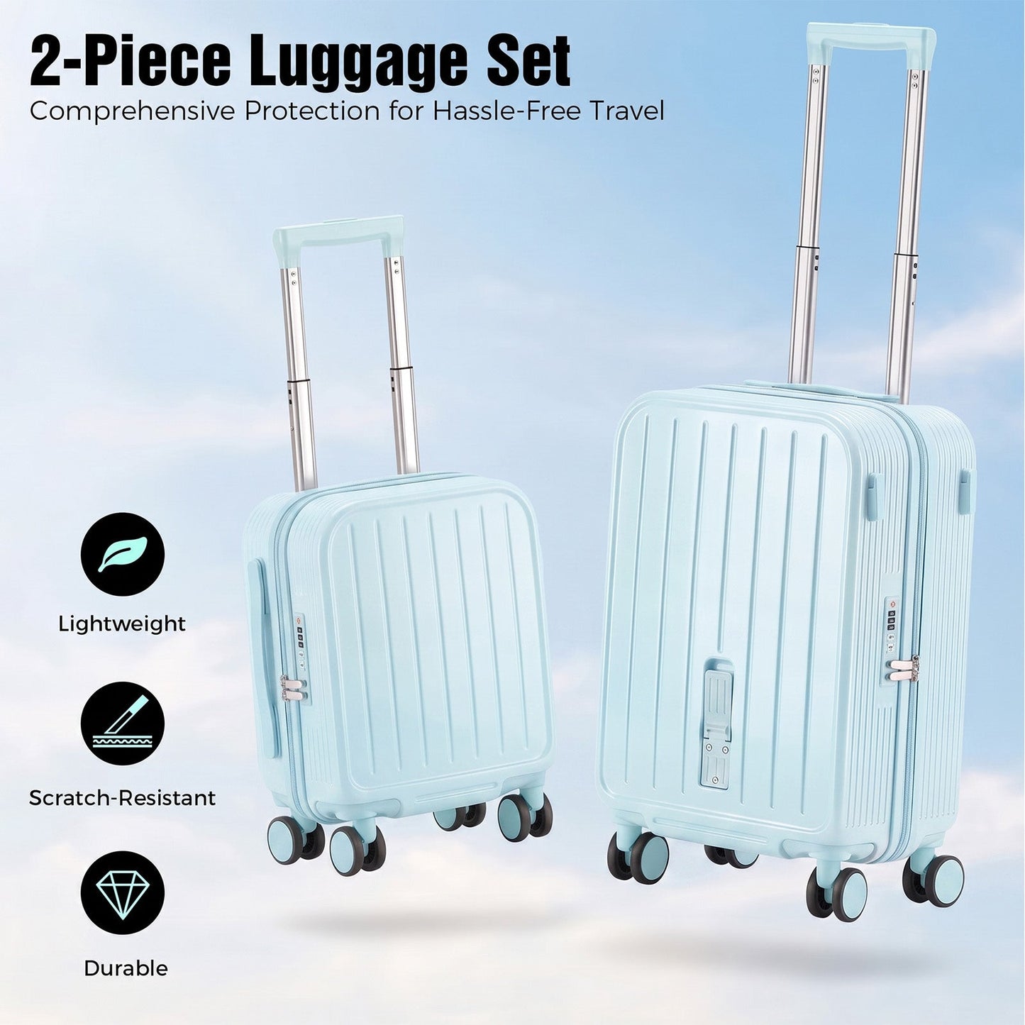 Advwin 2PCS Attachable Hardshell Luggage Set 14/20 Inch