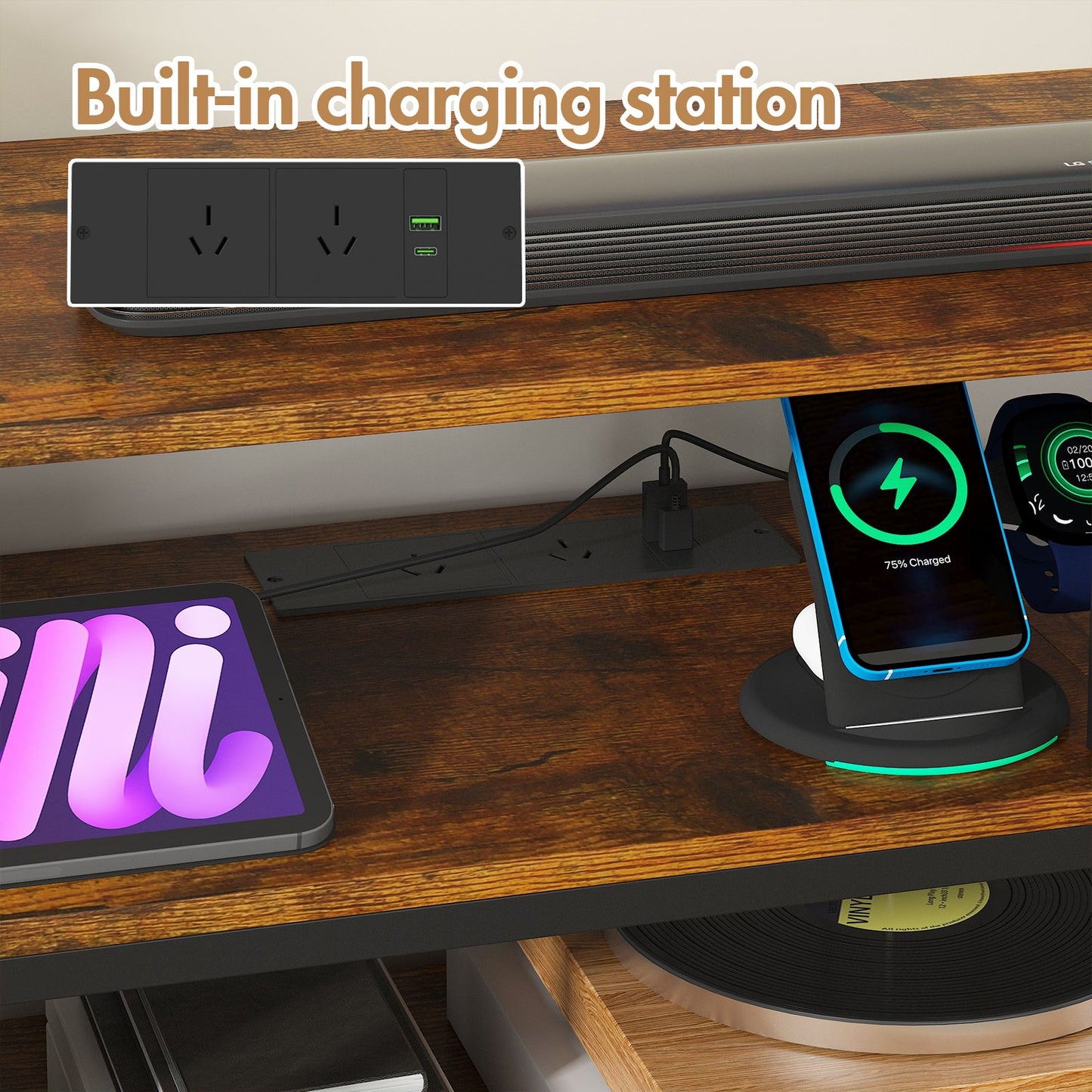 Advwin 160cm TV unit Cabinet with RGB LED Light
