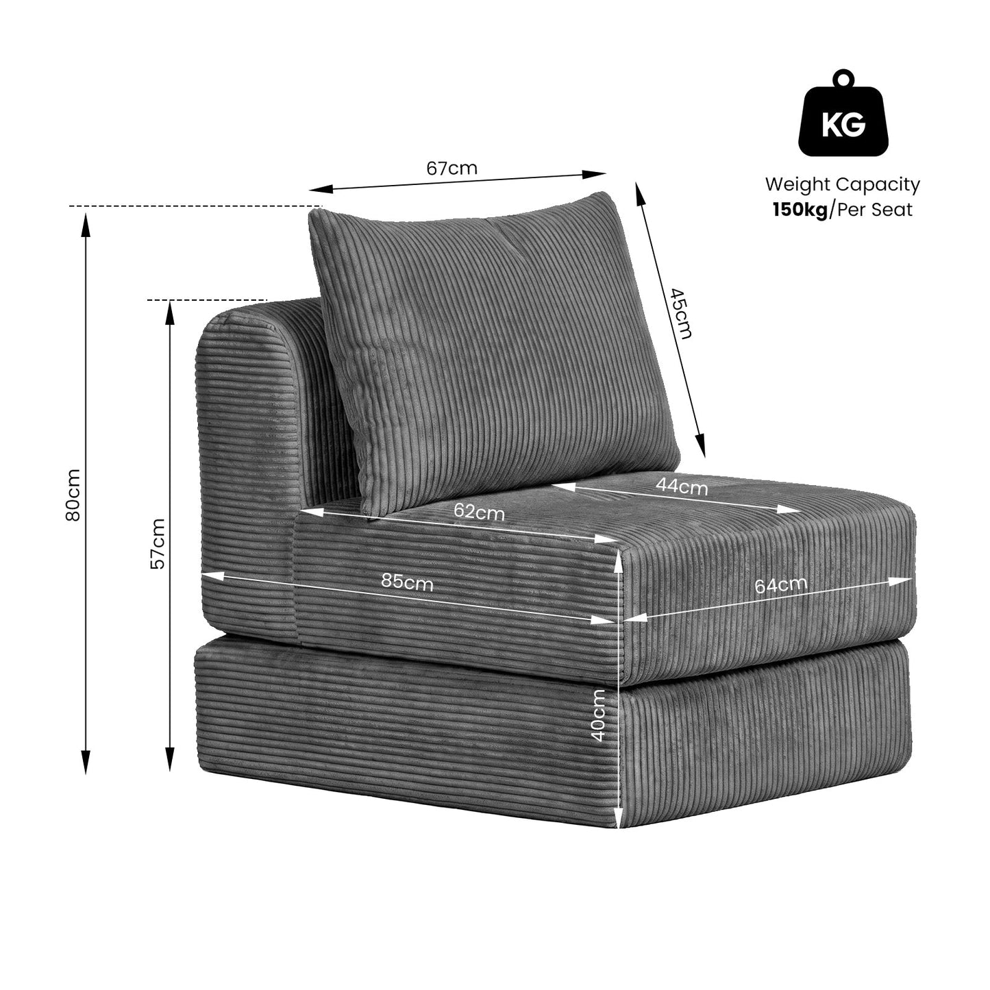 Advwin Stackable Corduroy Sofa Lounger