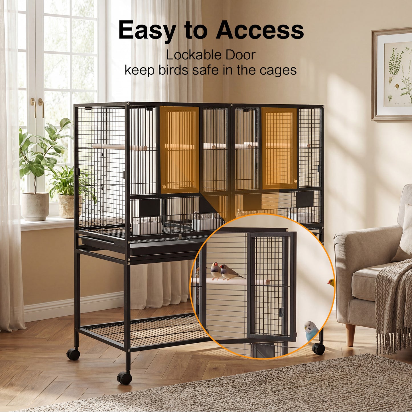 Advwin Bird Cage 2in1 Large Cage Wheel w/Brake