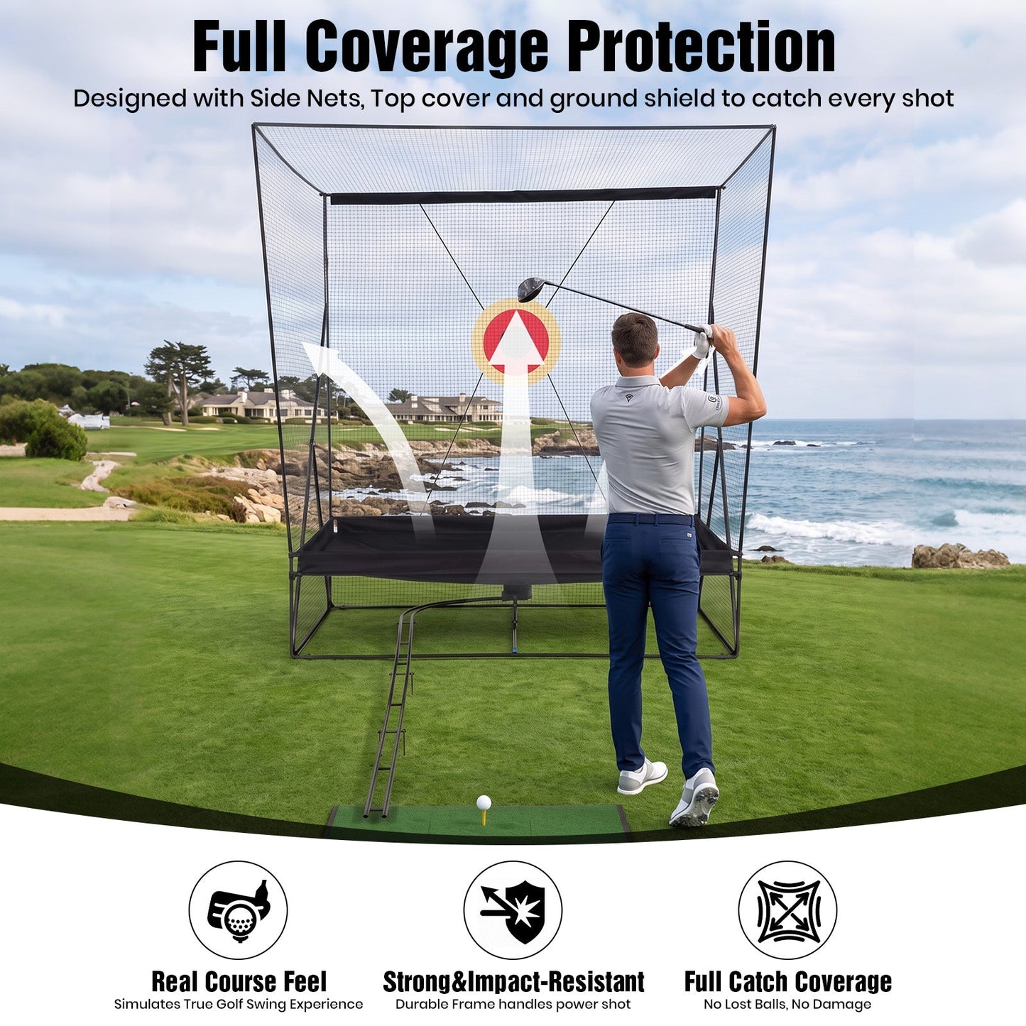 Advwin 10 x 8 FT Golf Practice Net w/ Automatic Ball Return