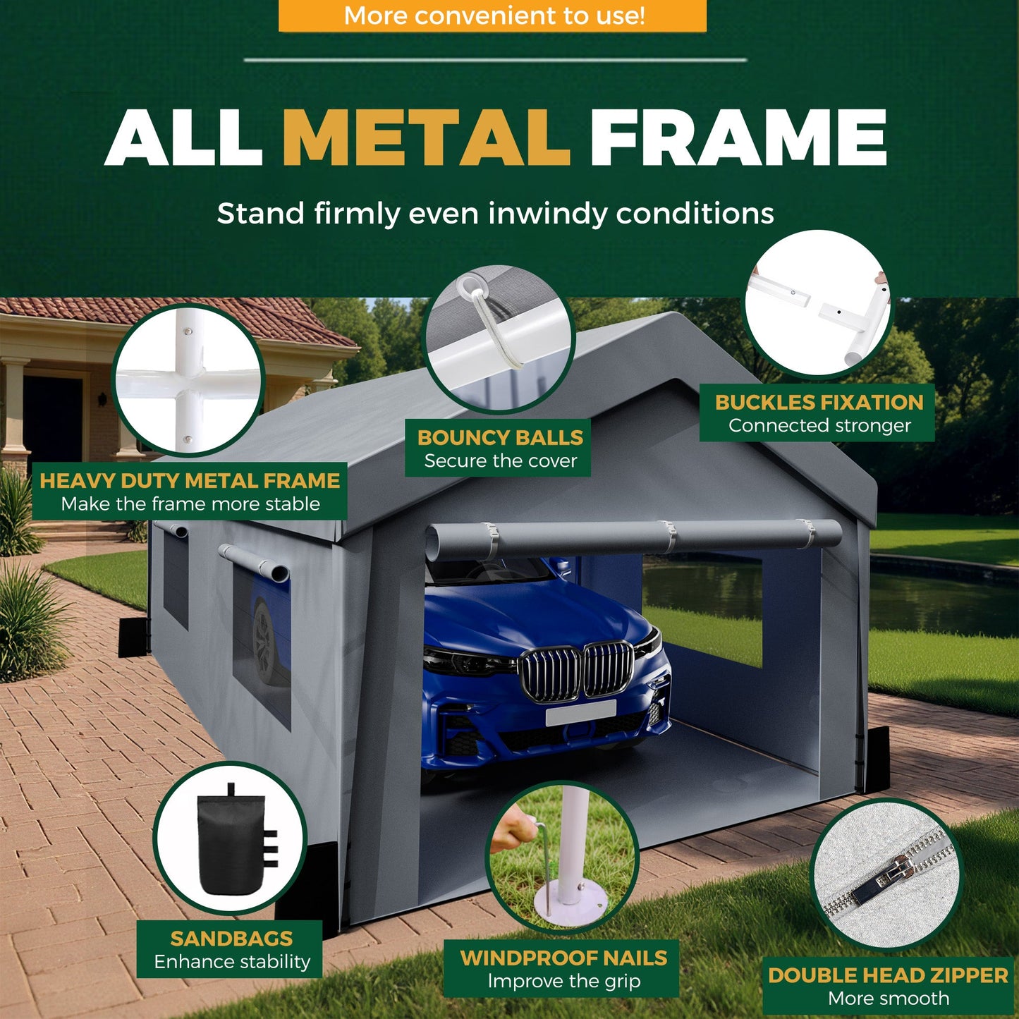 Advwin Carport 3x6m Outdoor Portable Garage