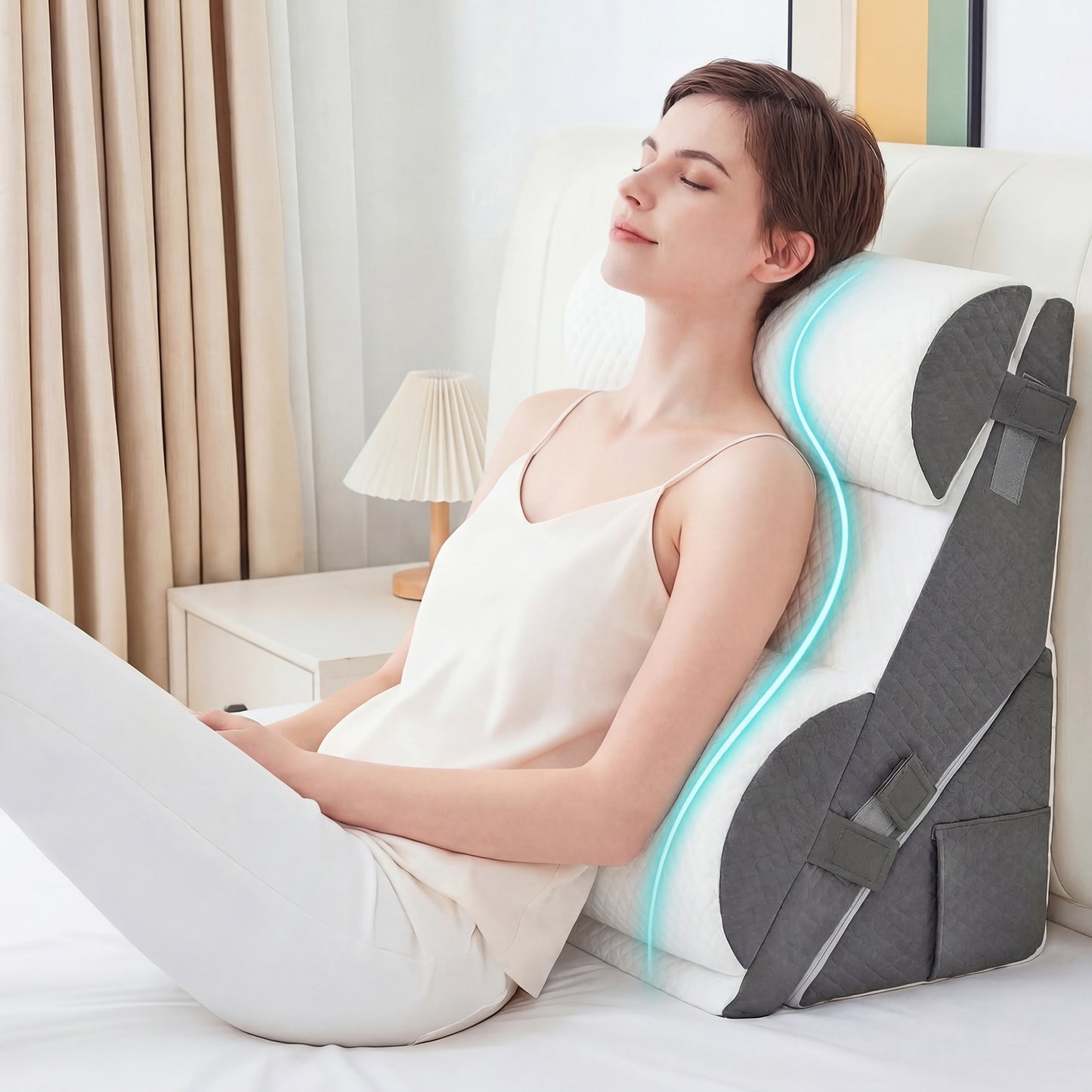 Advwin Bed Wedge Pillow Set Adjustable Foam Reading Pillow