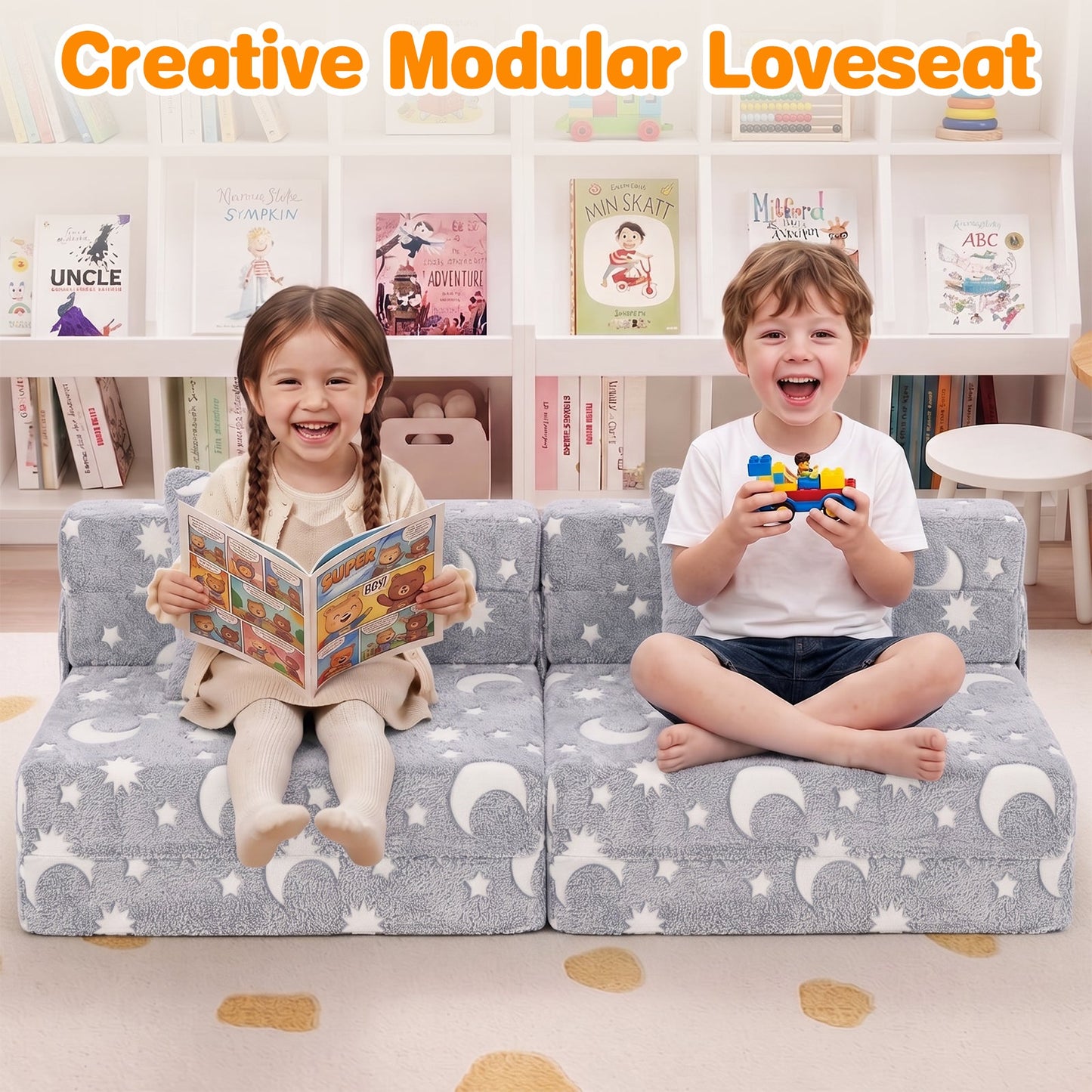 Advwin 3-in-1 Toddler Folding Sofa Bed with Pillow