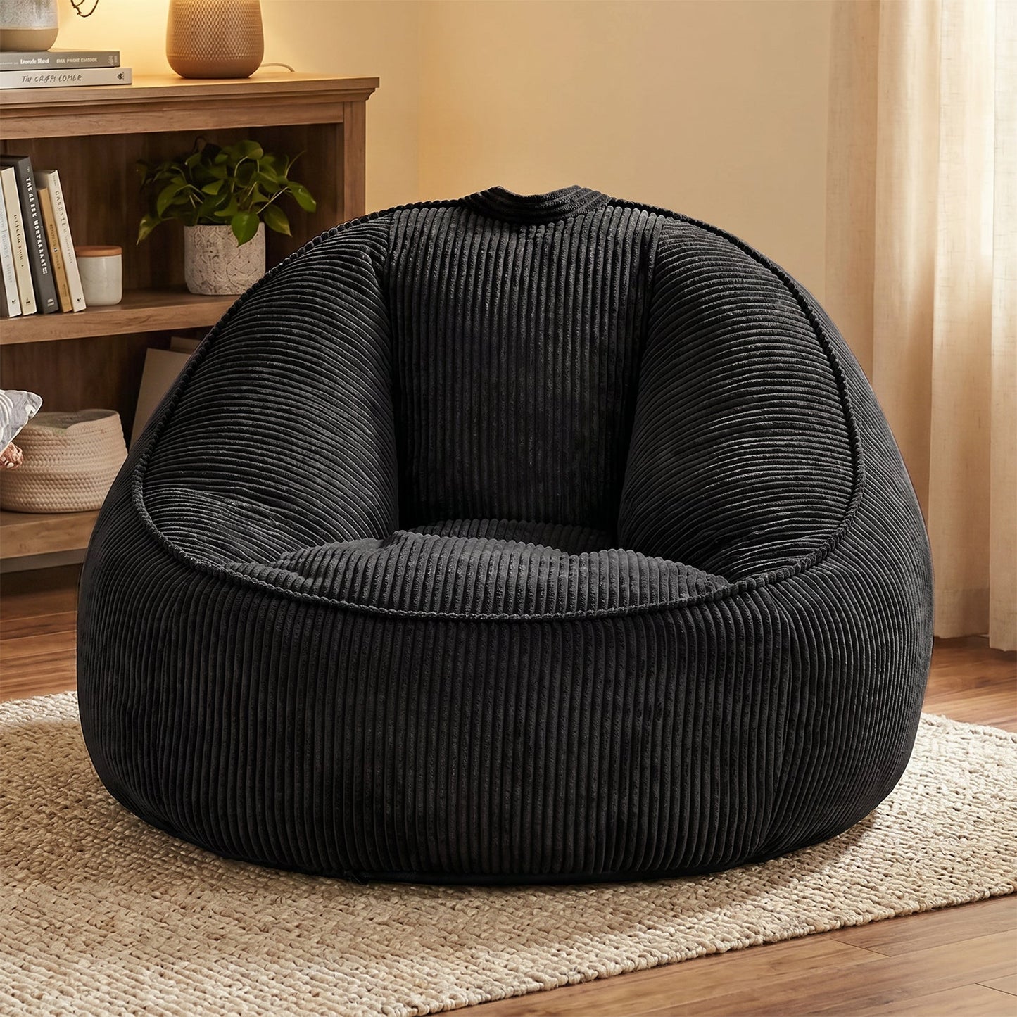 Advwin 90*92cm Corduroy Beanbag Sofa with Backrest