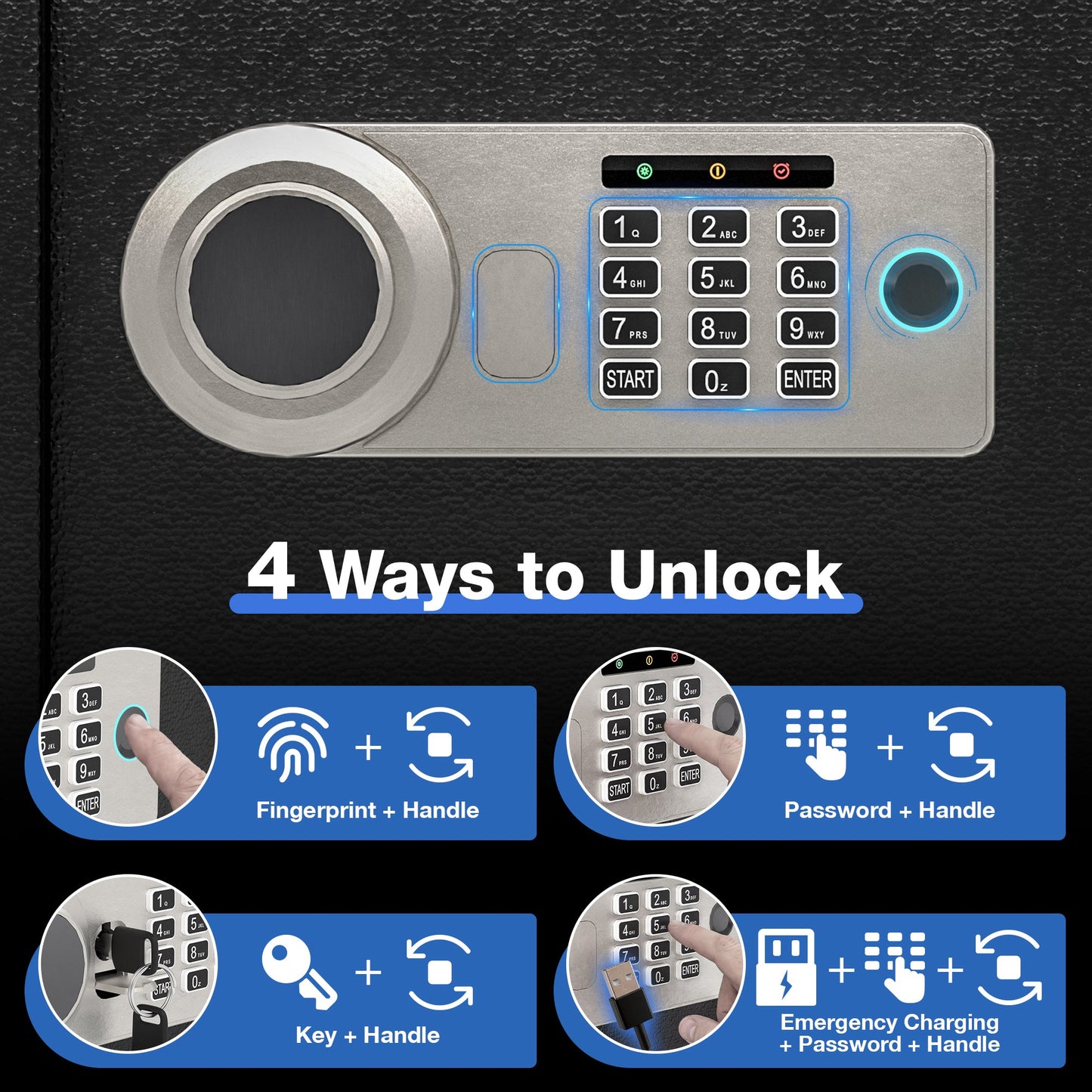 Advwin 70L Safe Box Fingerprint Password Key Deposit