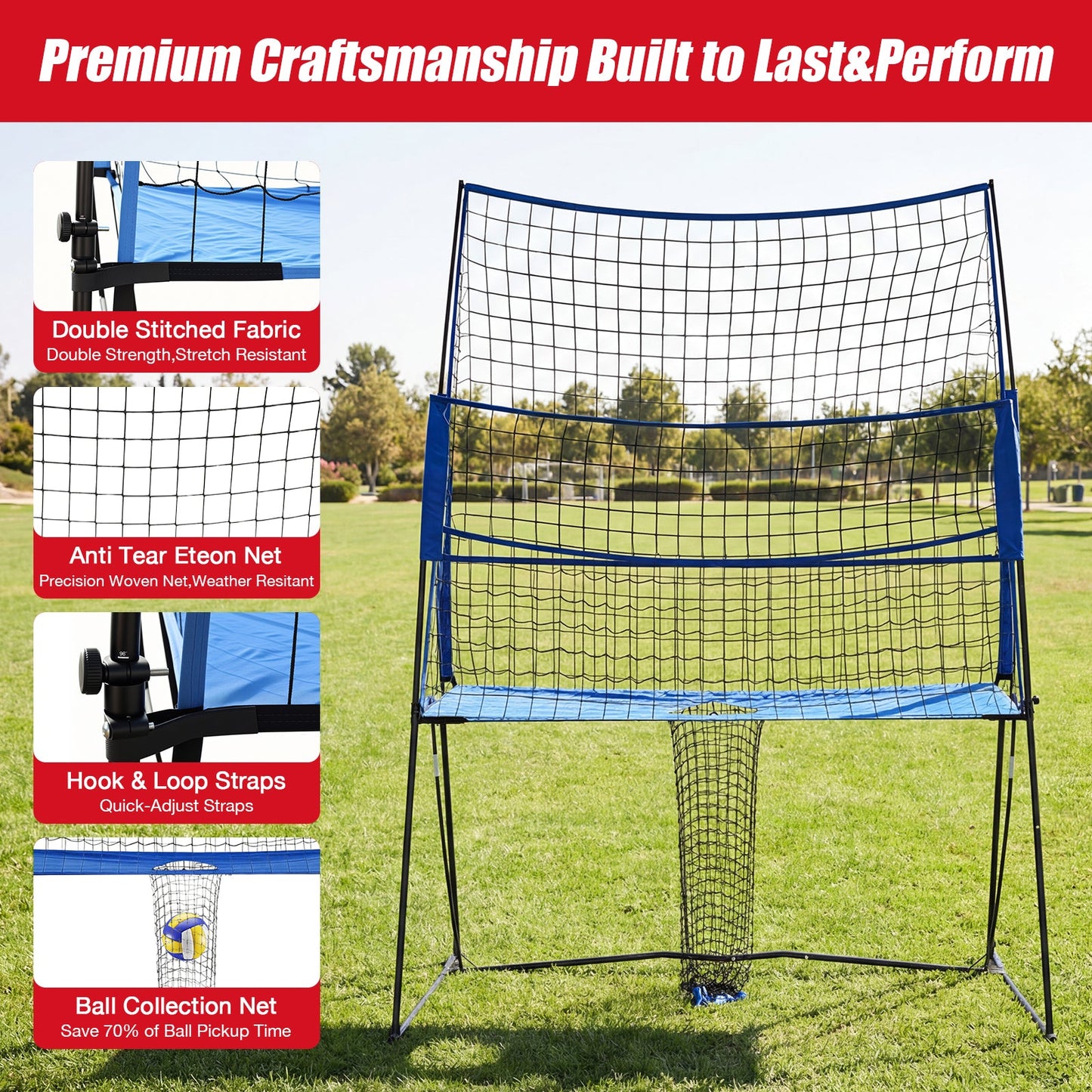 Advwin Volleyball Training Net 3-Level Adjustable Height