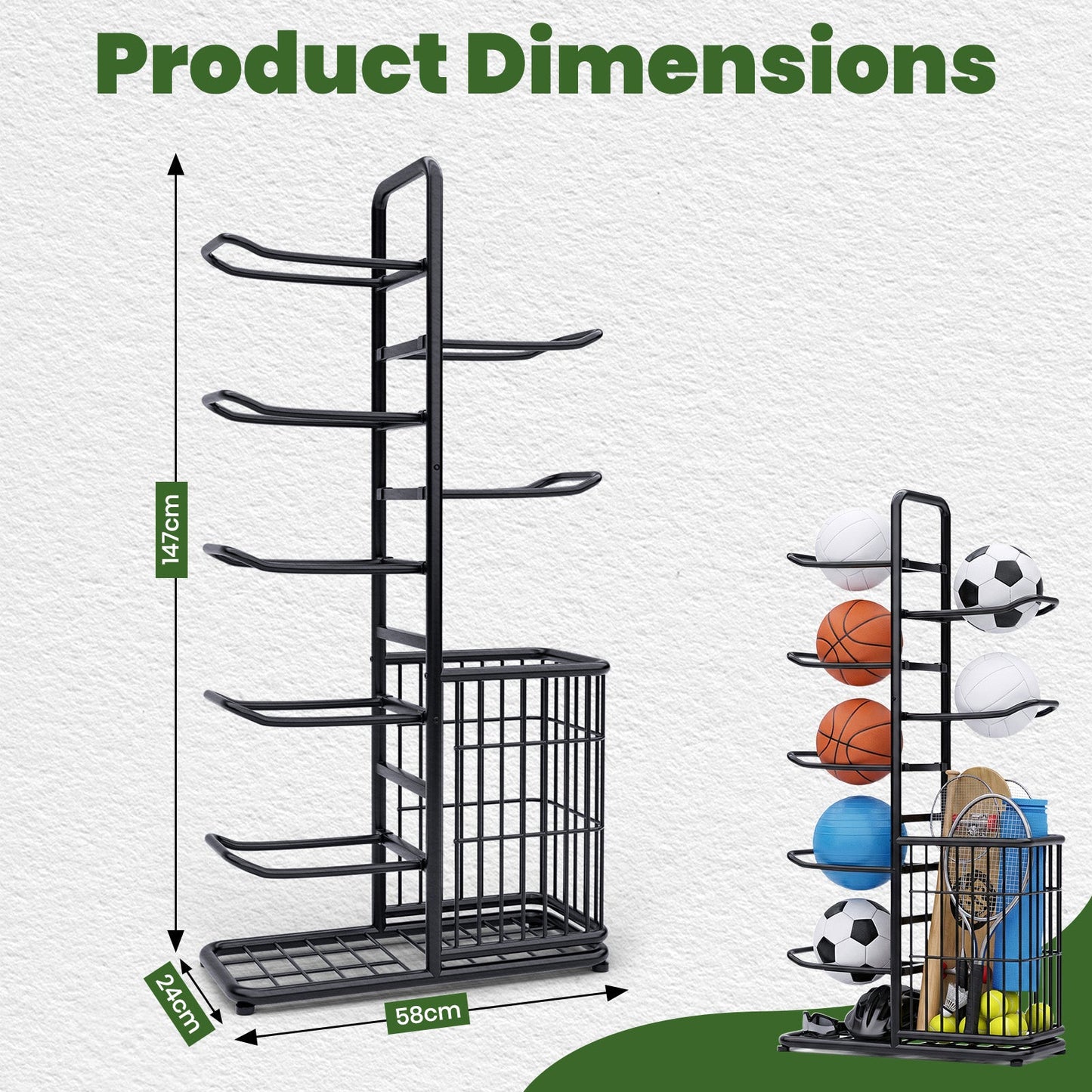 Advwin 7-Tier Sports Ball Storage Rack