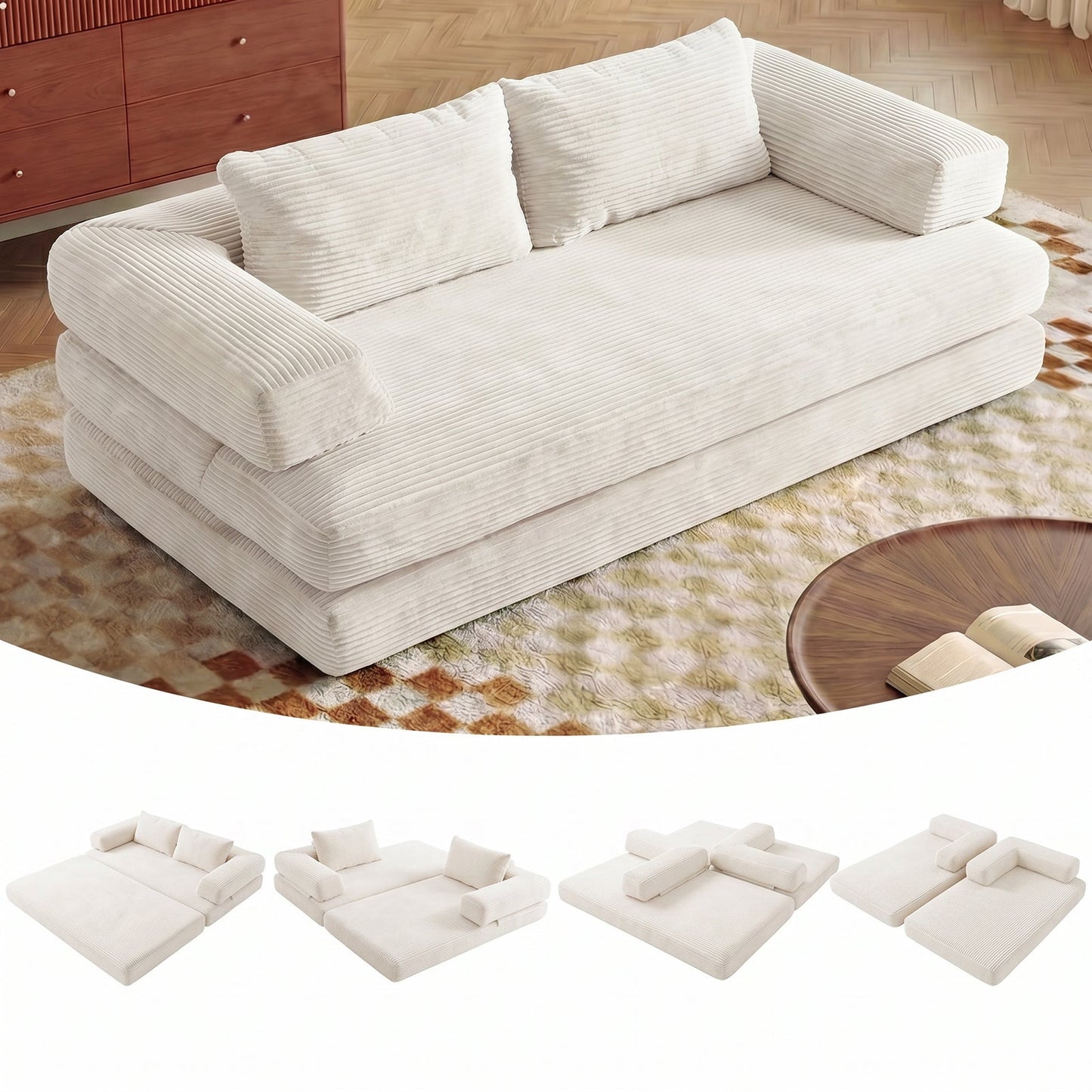 Advwin Folding Sofa Bed Convertible Floor Loveseat Sofa