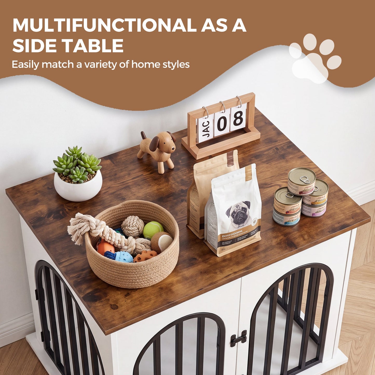 Advwin Wooden Dog Crate Furniture for 2 Dogs