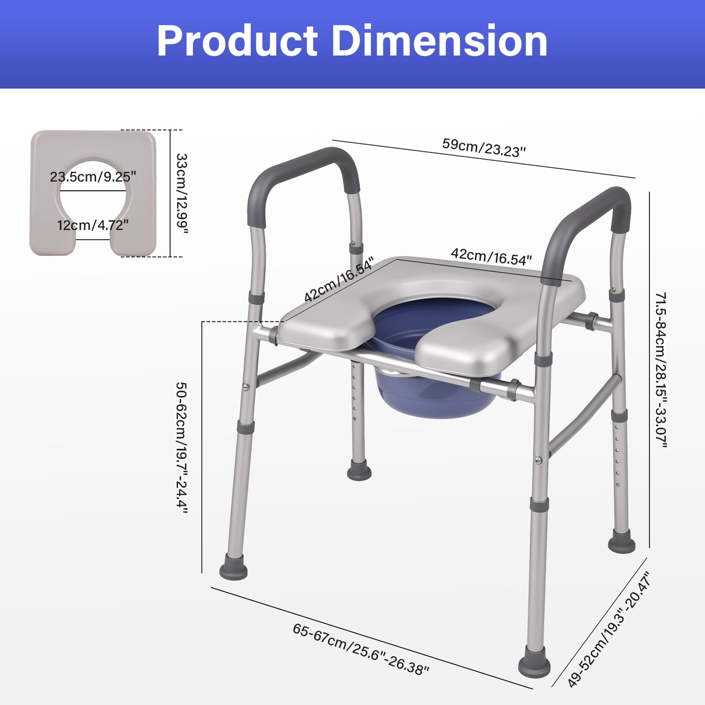 Advwin 6-Level Toilet Seat Height Adjustable for Elderly