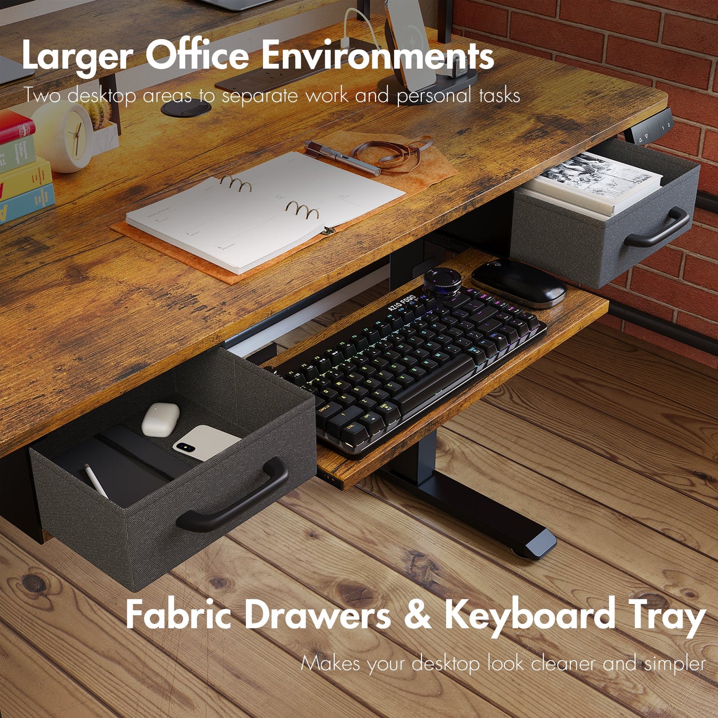 Advwin Electric Standing Desk with Drawers Keyboard