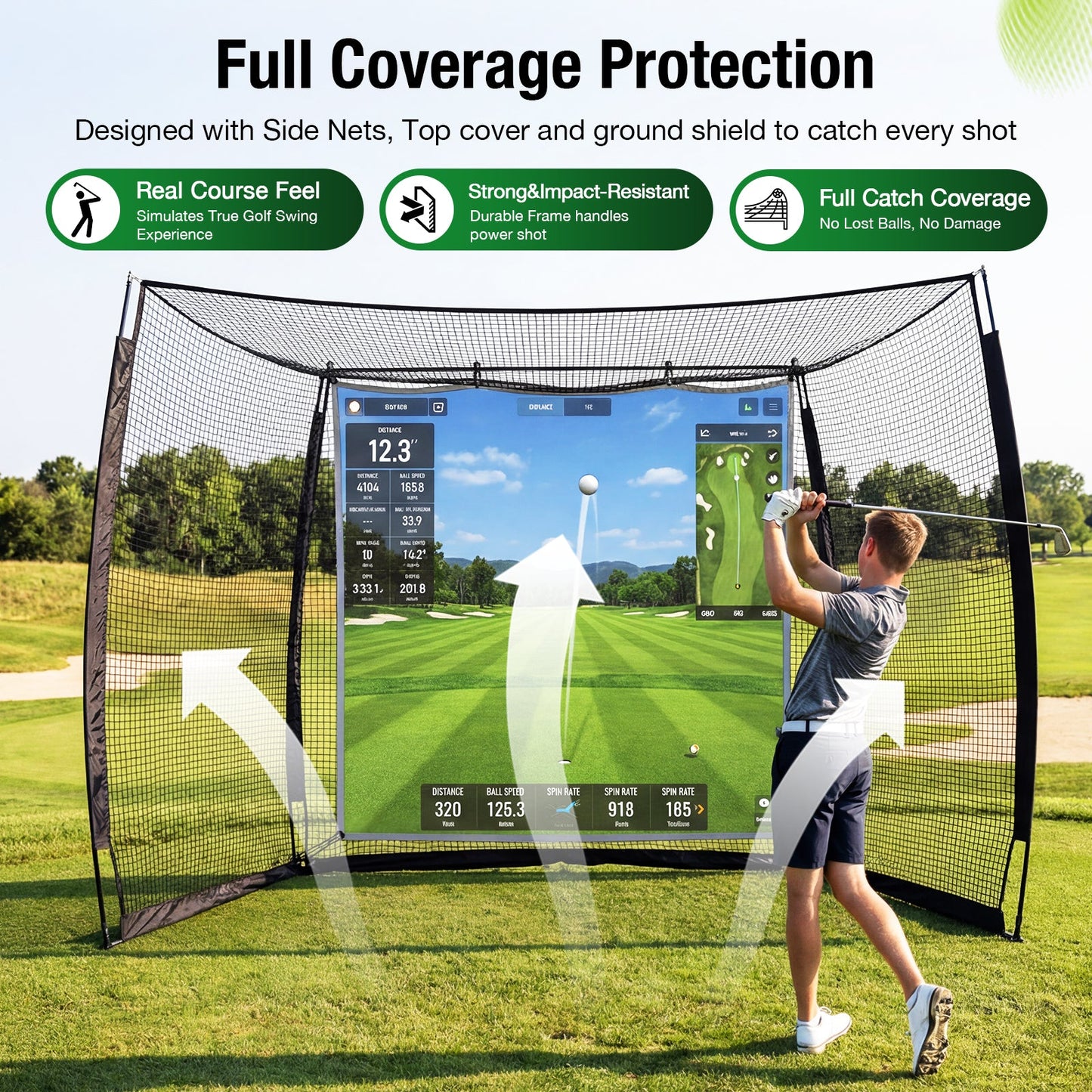 Advwin 10 x 8ft Golf Hitting Net with Target Cloth