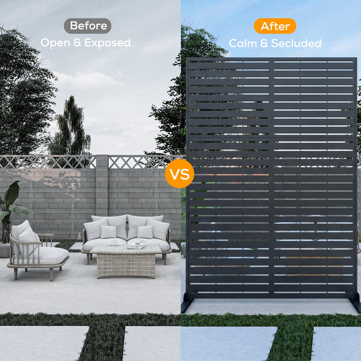 Advwin Metal Privacy Screen 3-Panel 118x180cm
