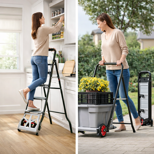 Advwin 2-In-1 Folding Ladder & Hand Truck