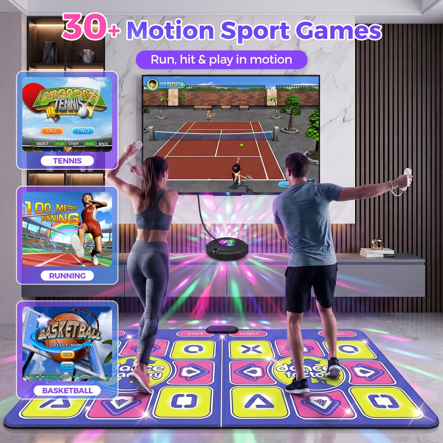 Advwin Double Dance Mat 2 Player Wireless Dance Game Mat
