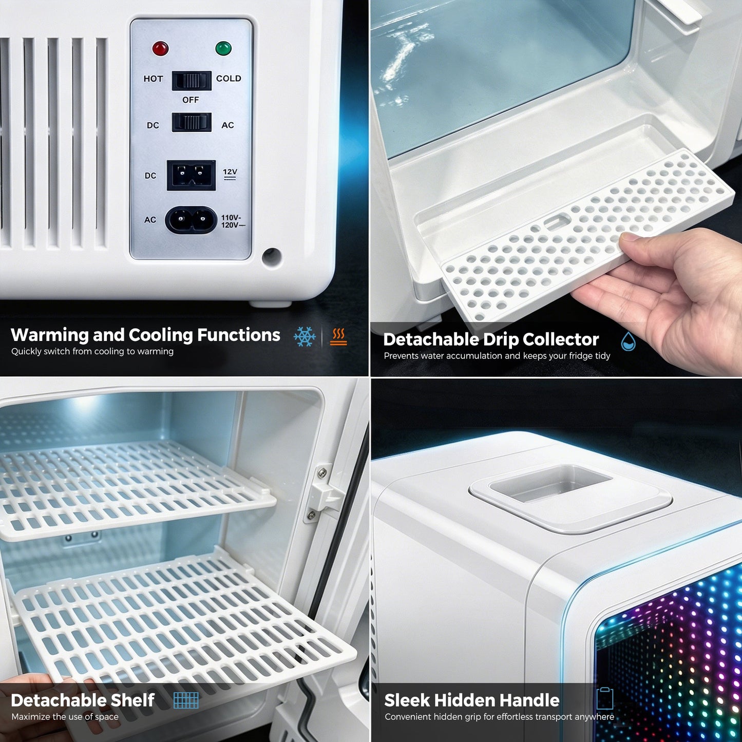 Advwin 20L Mini Fridge with LED Light for Bedroom
