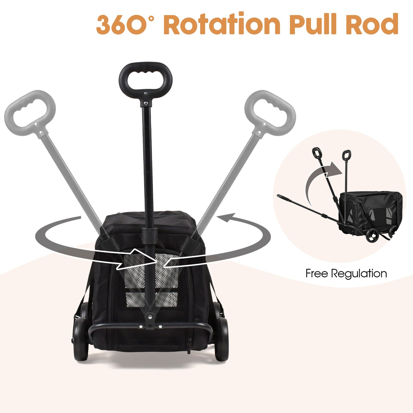 Advwin Foldable Pet Stroller with Removable Carrier