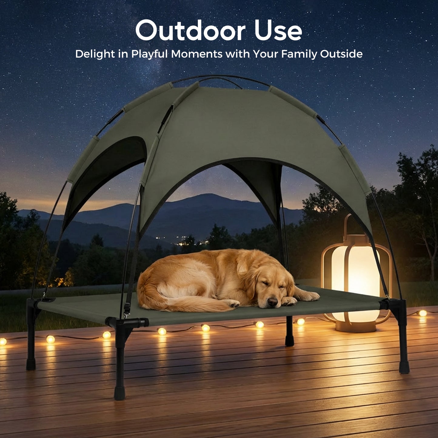 Advwin Elevated Outdoor Dog Bed with Canopy