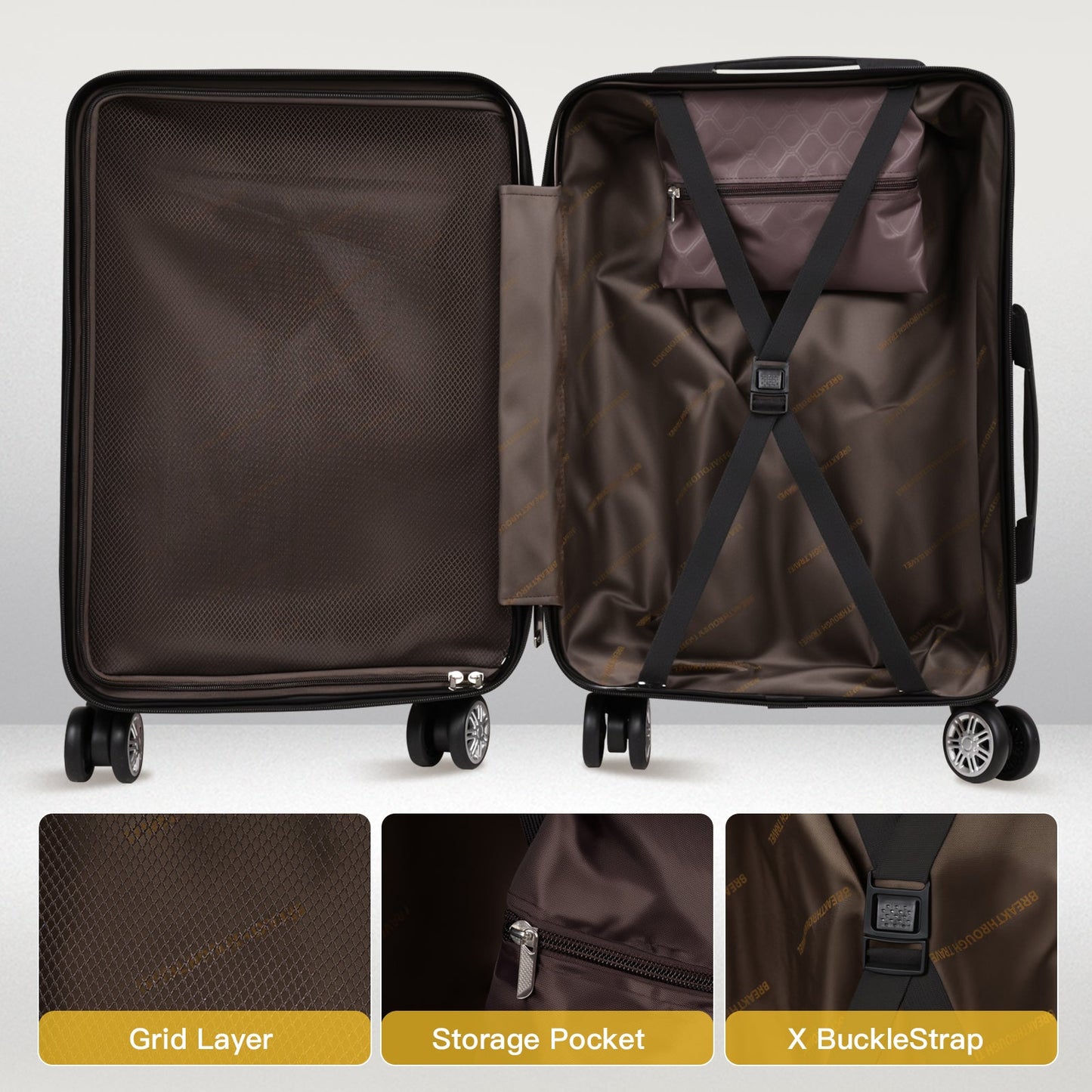 Advwin 20"+14" Hardshell Luggage Set with Power Bank Pocket