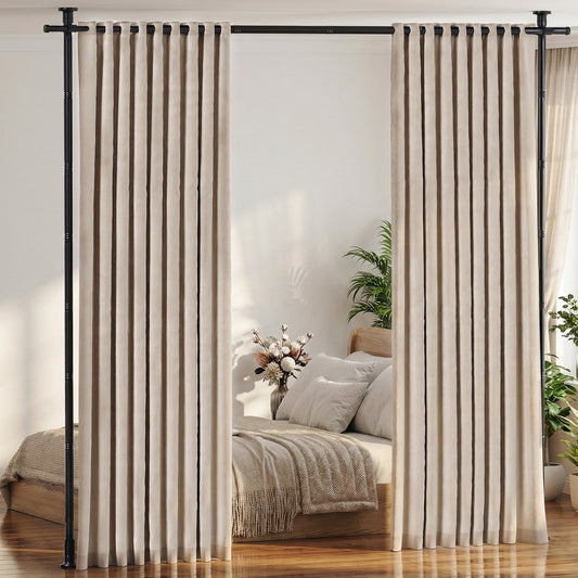 Advwin No Drill Adjustable Curtain Rod Room Divider Black