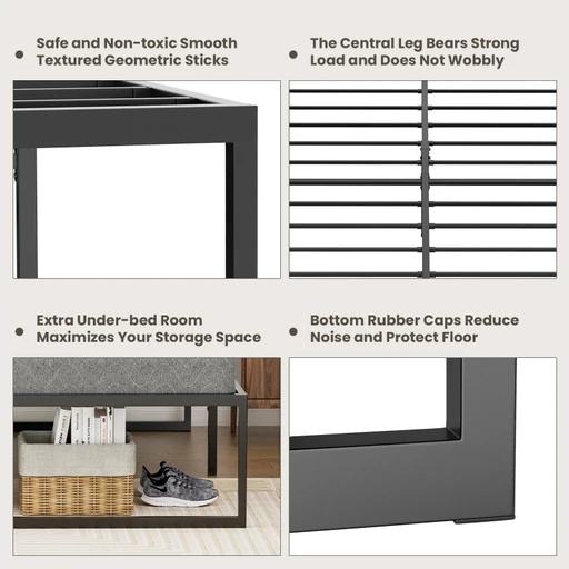 Advwin Metal Bed Frame Single Size Black