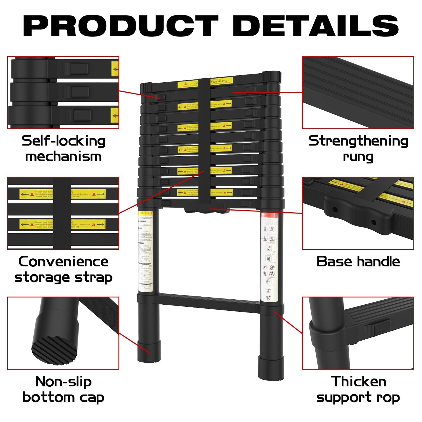 Advwin 3.8m Portable Aluminum Telescoping Ladder