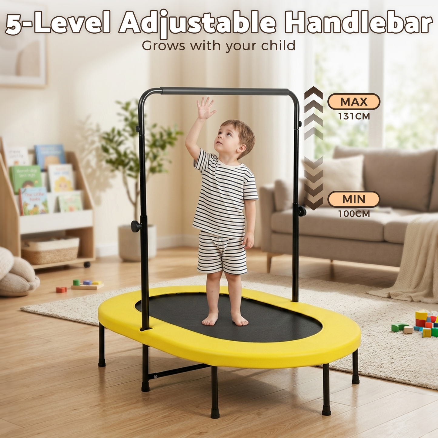 Advwin 55" 2-Person Mini Trampoline with 5-Level Adjustable Handle