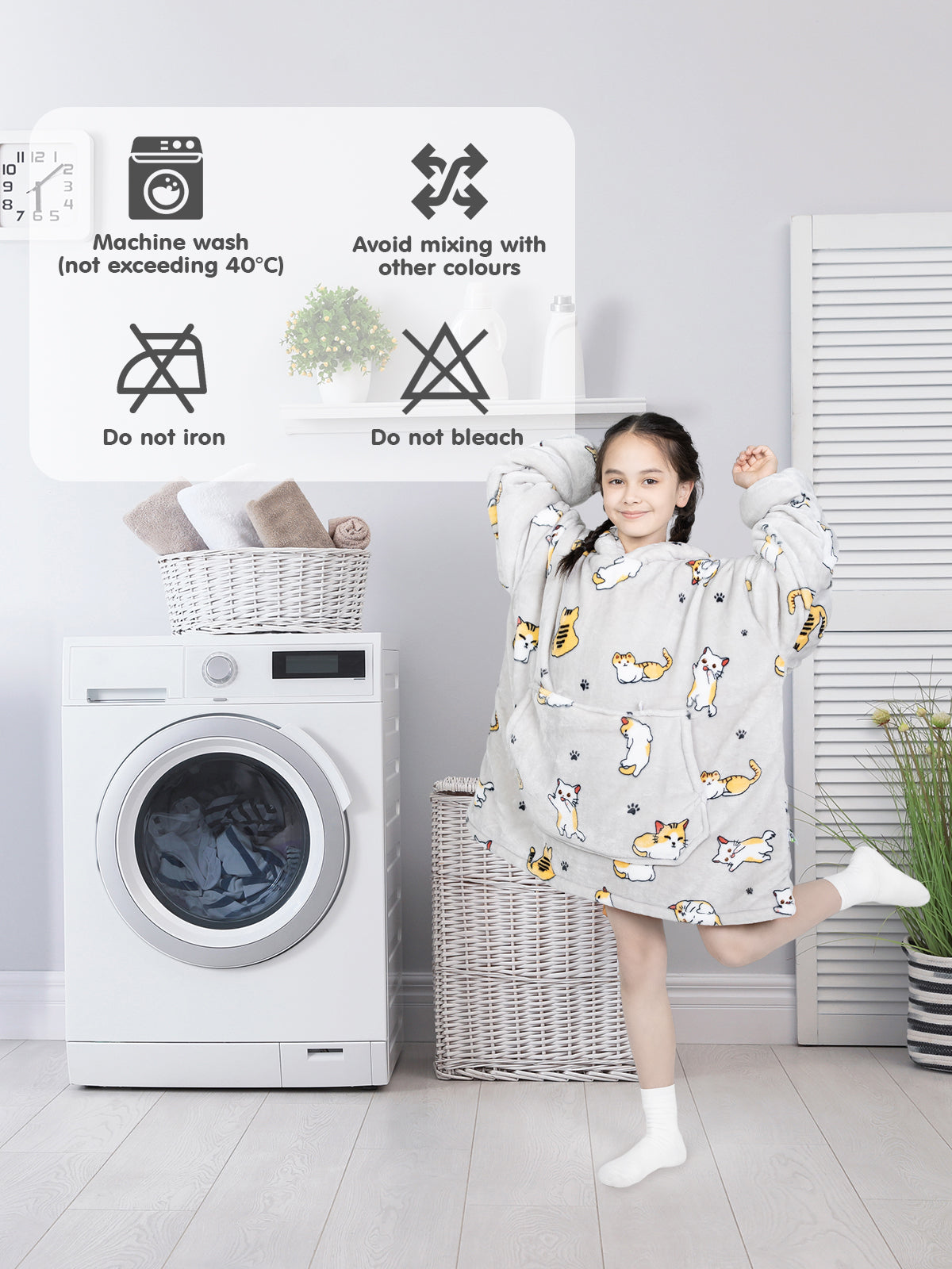 Advwin Oversized Sherpa Wearable Blanket Hoodie Kids