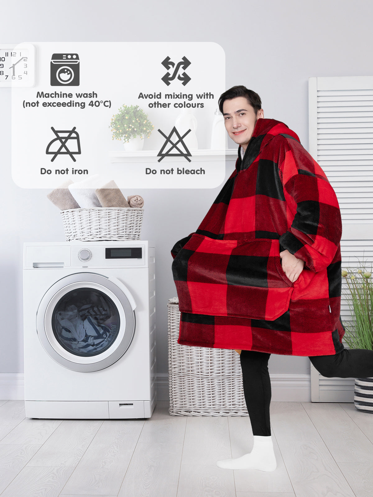 Advwin Oversized Sherpa Wearable Blanket Hoodie Adult