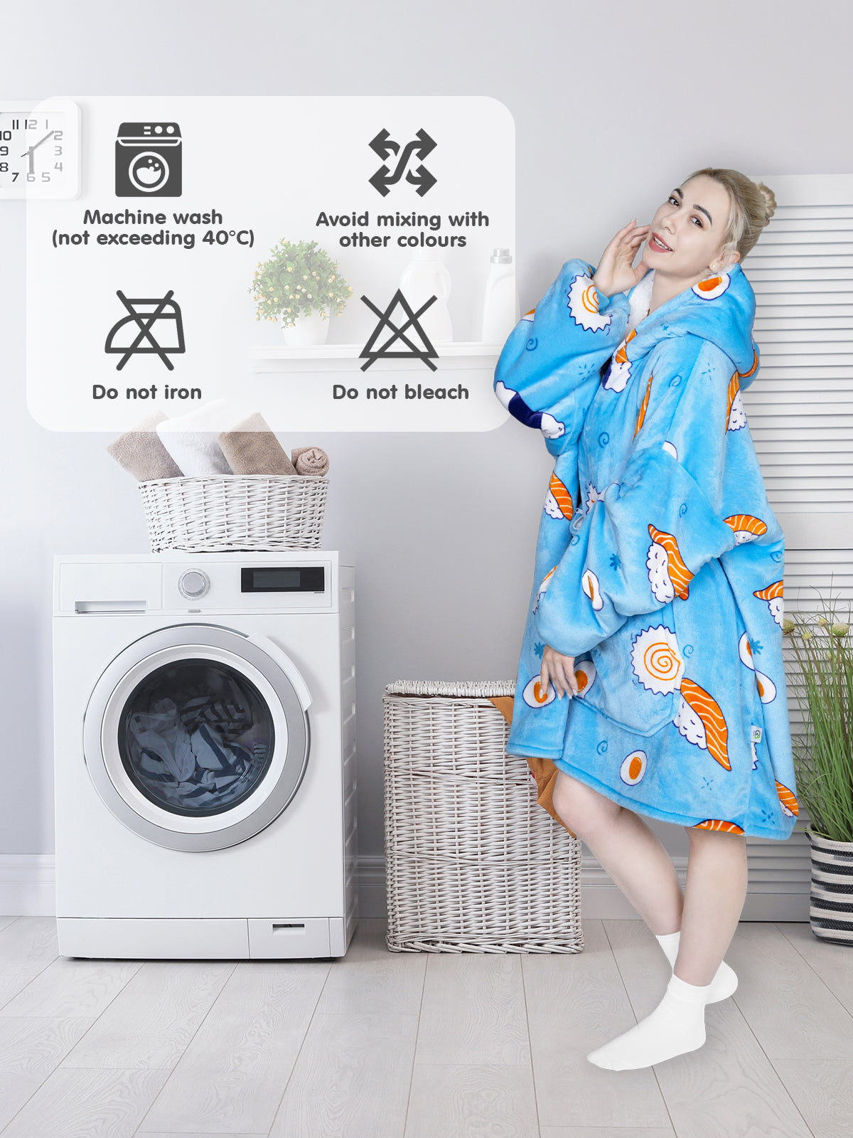 Advwin Oversized Sherpa Wearable Blanket Hoodie Adult