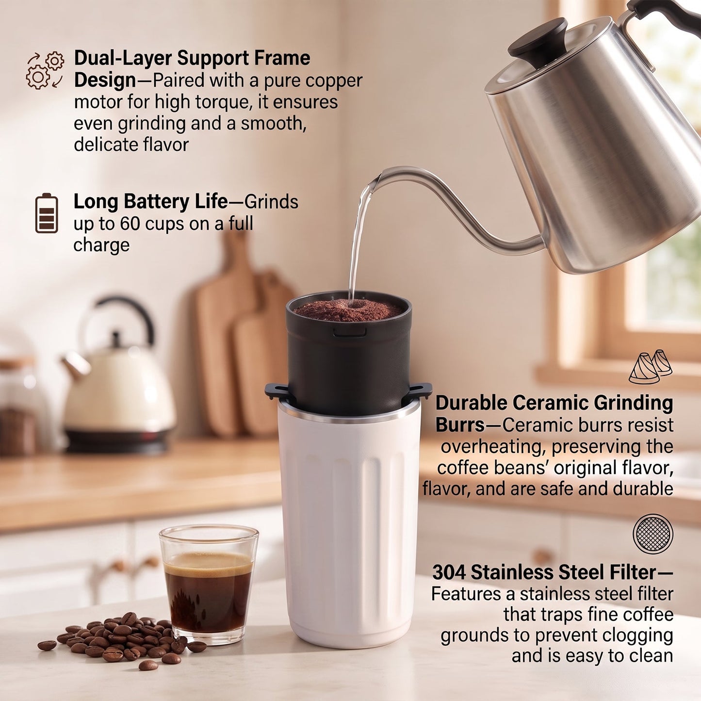 Advwin Portable Coffee Grinder & Drip Coffee Maker