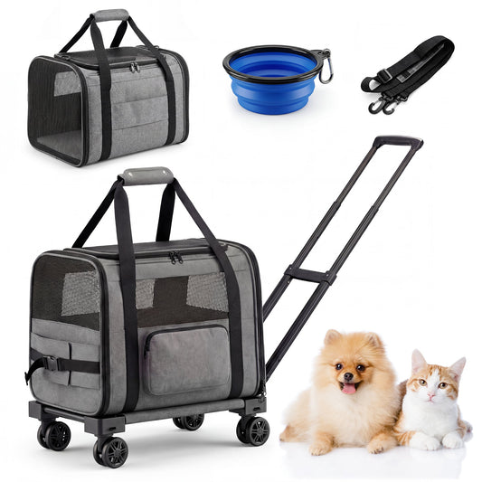 Advwin Aluminum Pet Carrier with Detachable Wheels