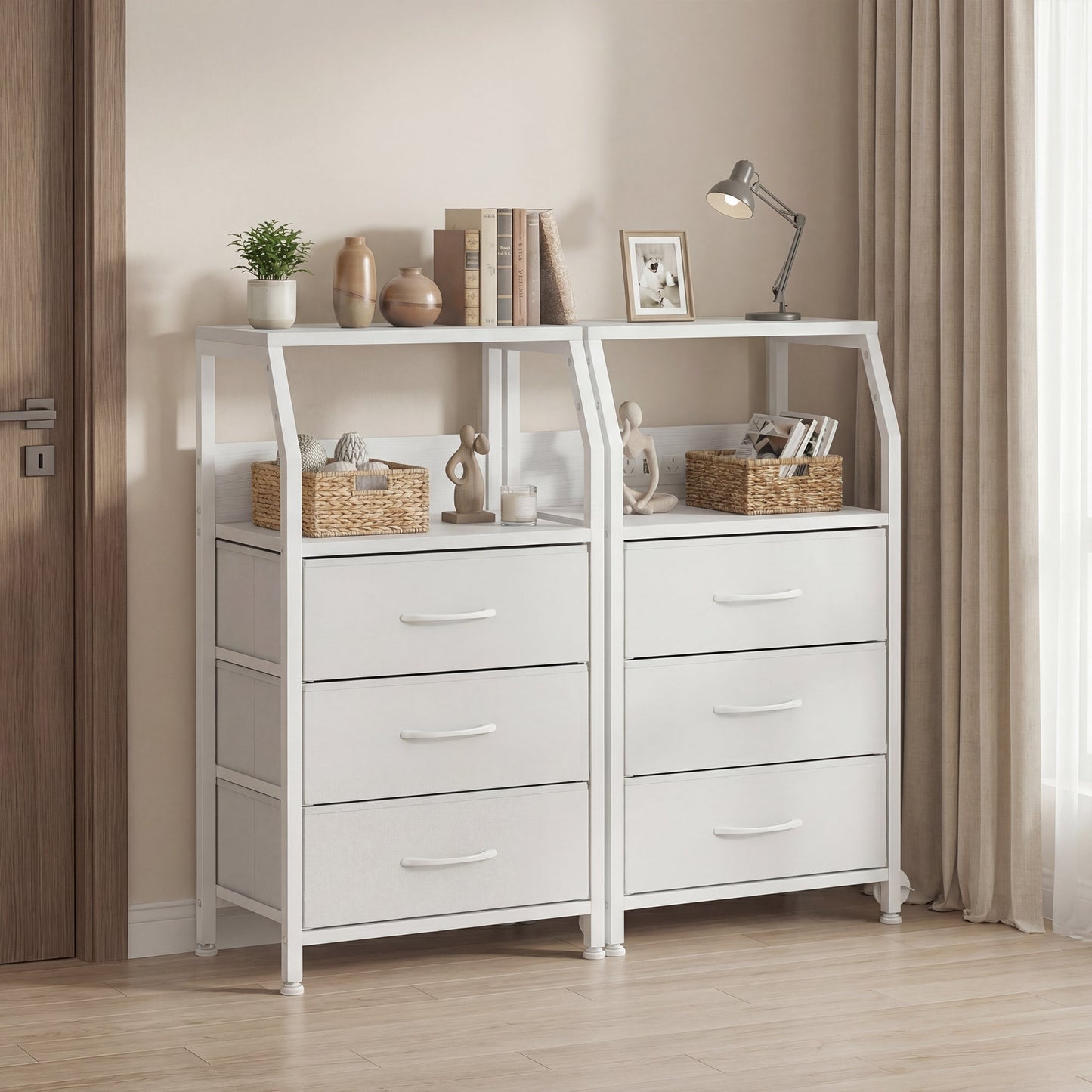 Advwin Set of 2 Bedside Table with 3 Drawers