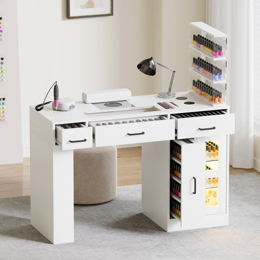 Advwin Manicure Table w/Glass Top Drawer Dust Collector