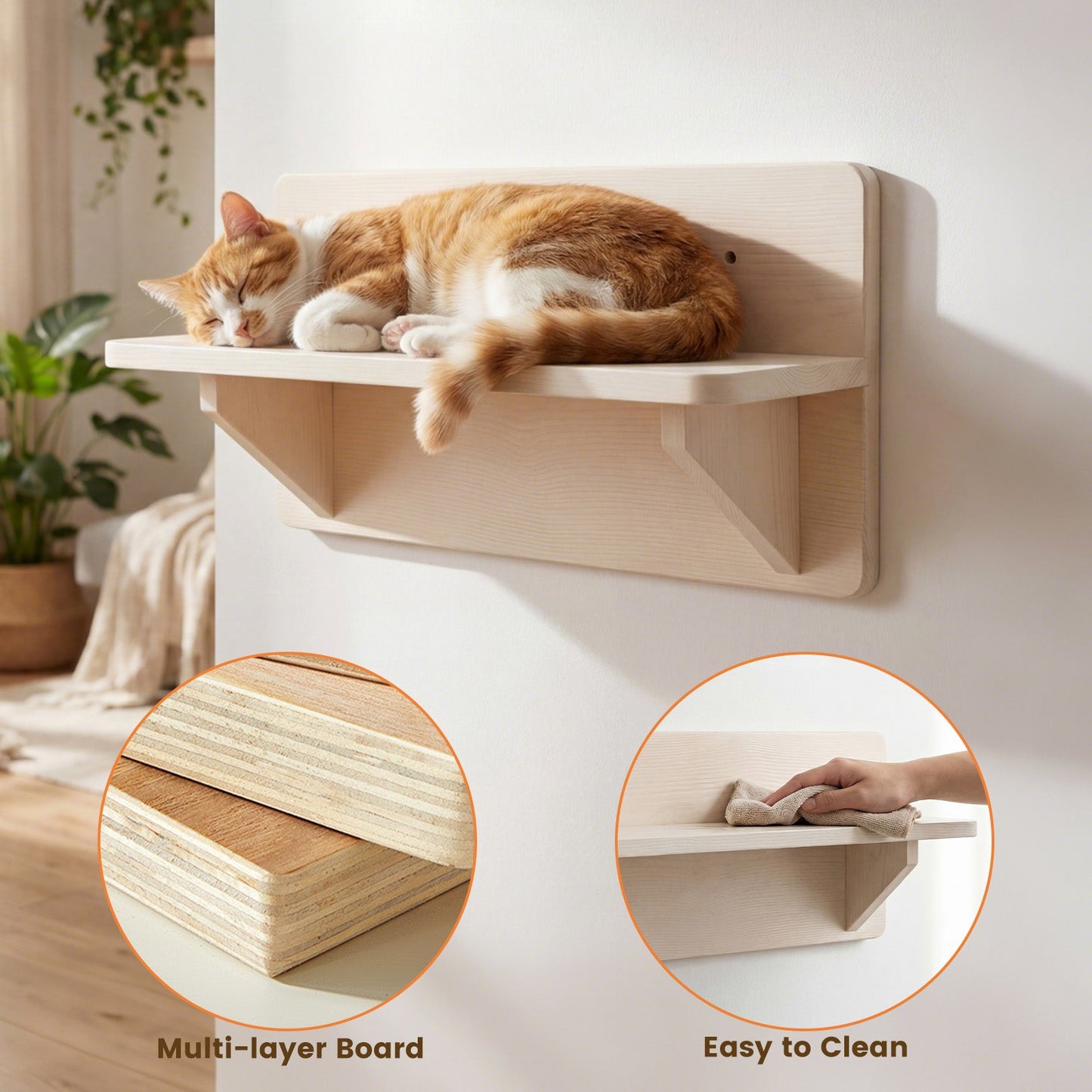 Advwin DIY Cat Wall Furniture 6-Piece Wooden Set