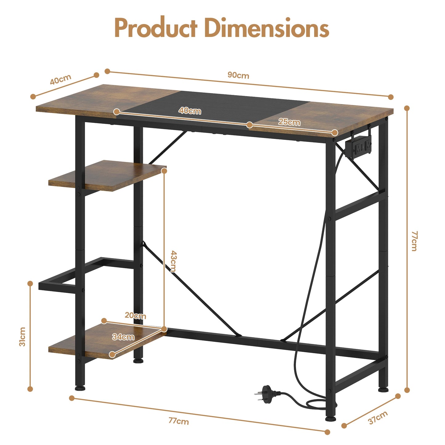 Advwin 90cm Reversible Computer Desk for Home & Office
