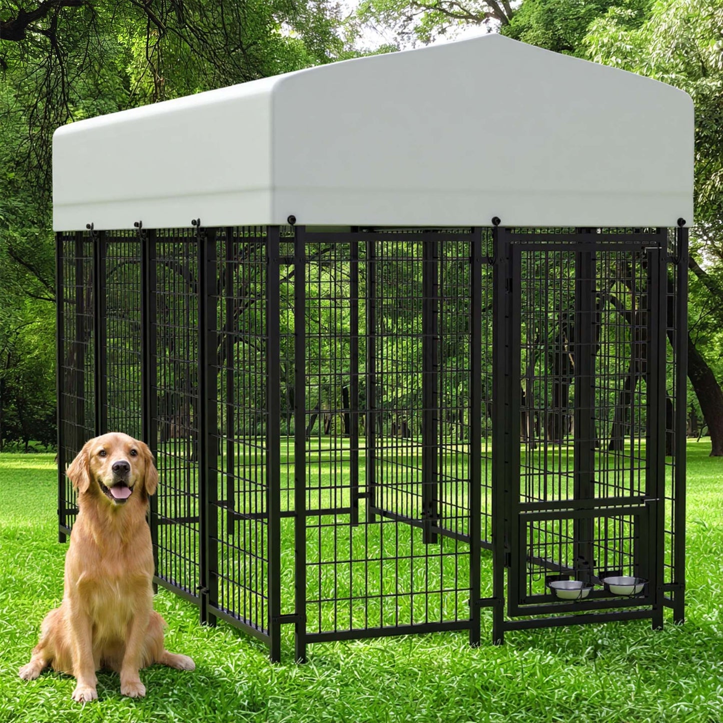 Advwin Dog Cage with UV-Resistant Waterproof Roof