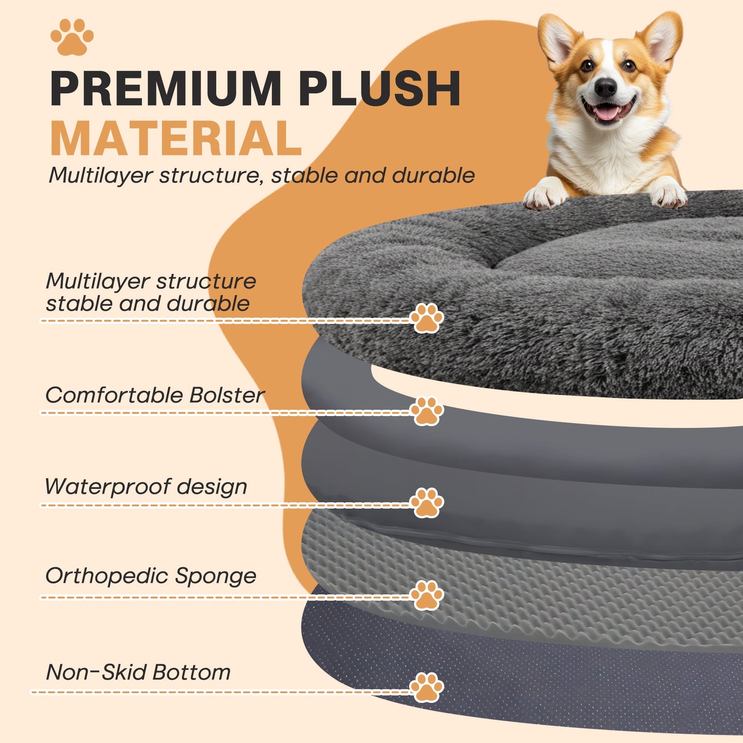 Advwin Human-Size Dog Bed 168x152x20.5cm Fits Adult and Pet