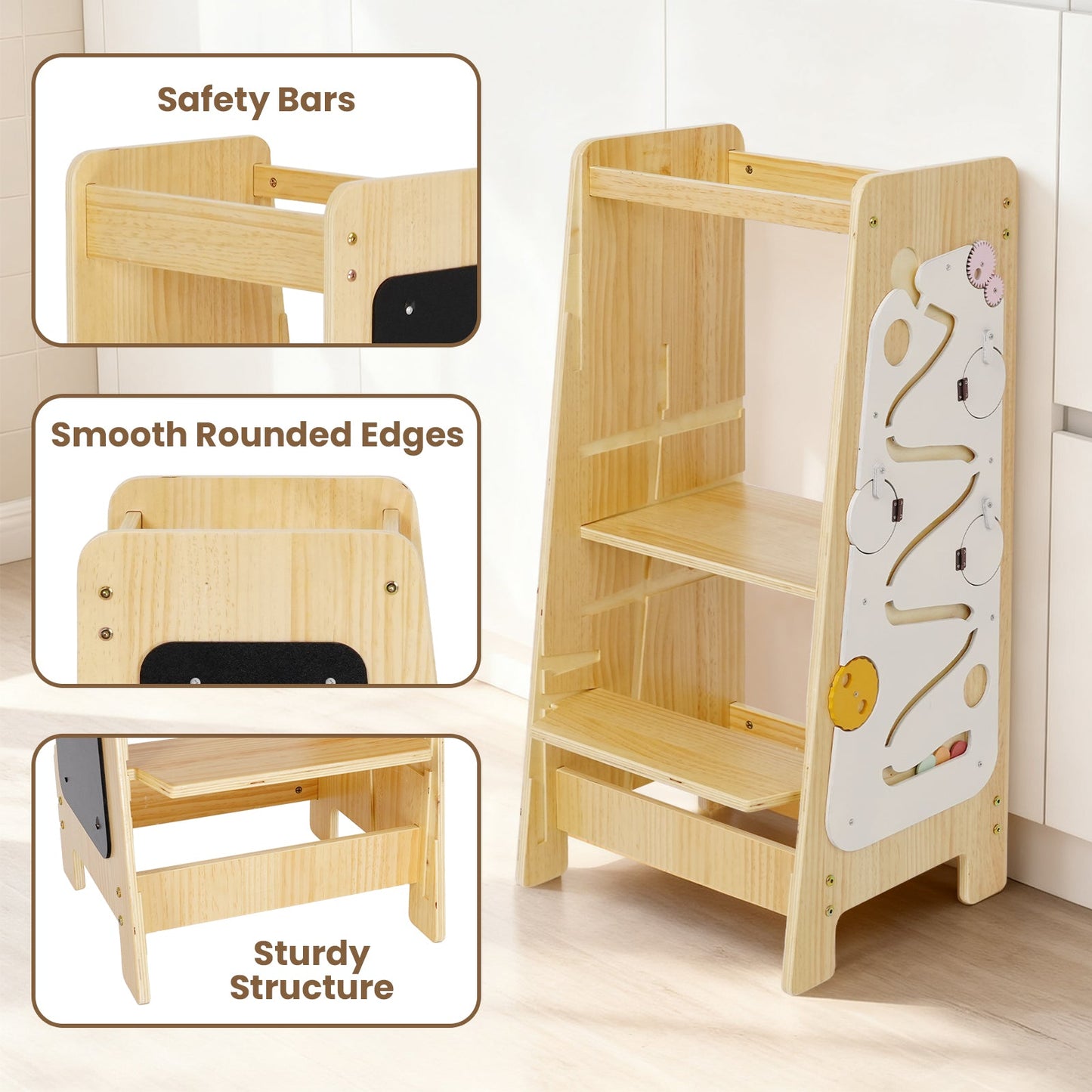 Advwin 4-in-1 Toddler Kitchen Step Stool Height Adjustable