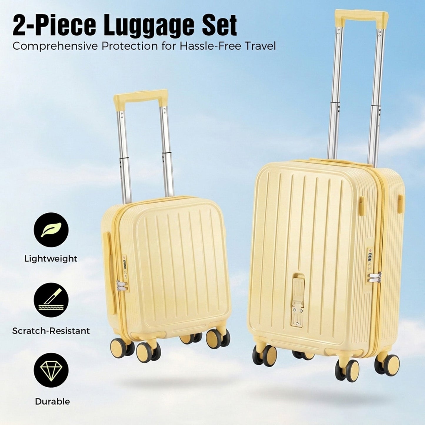 Advwin 2PCS Attachable Hardshell Luggage Set 14/20 Inch