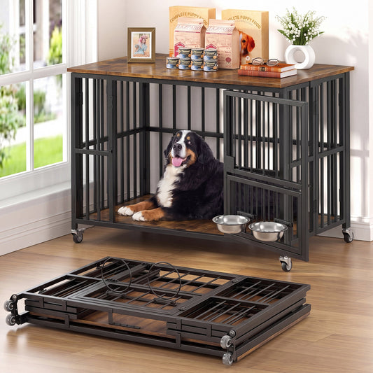 Advwin Folding Heavy-Duty Steel Dog Crate Furniture