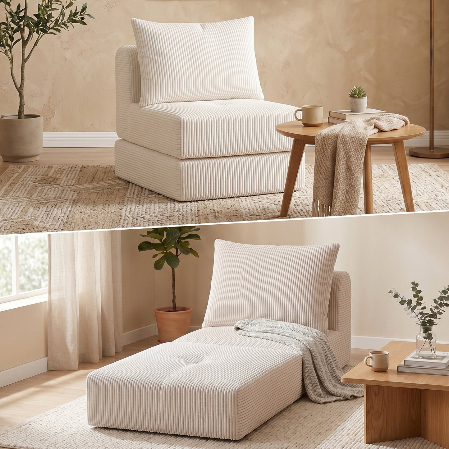 Advwin Stackable Corduroy Sofa Lounger