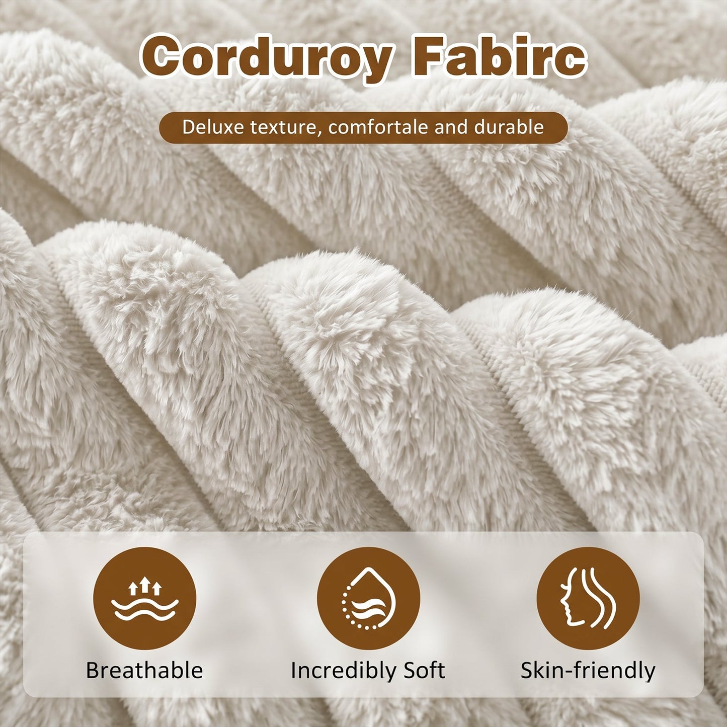 Advwin 132cm Corduroy Chaise Lounge Chair with Cushion