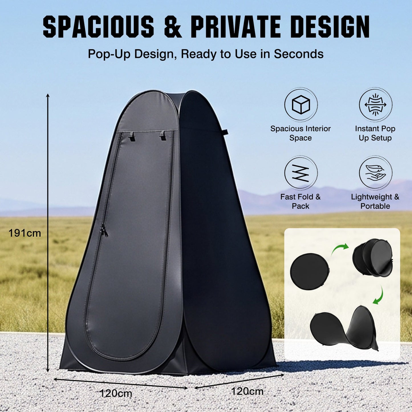 Advwin Pop-Up Camping Shower Privacy Tent with Windows