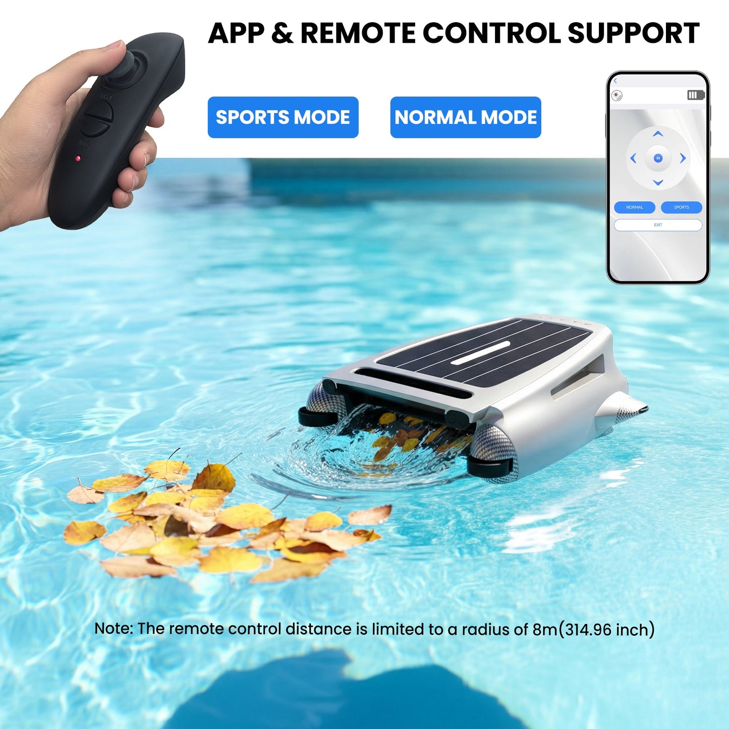Advwin Solar Pool Skimmer APP Control Dual Charging Modes