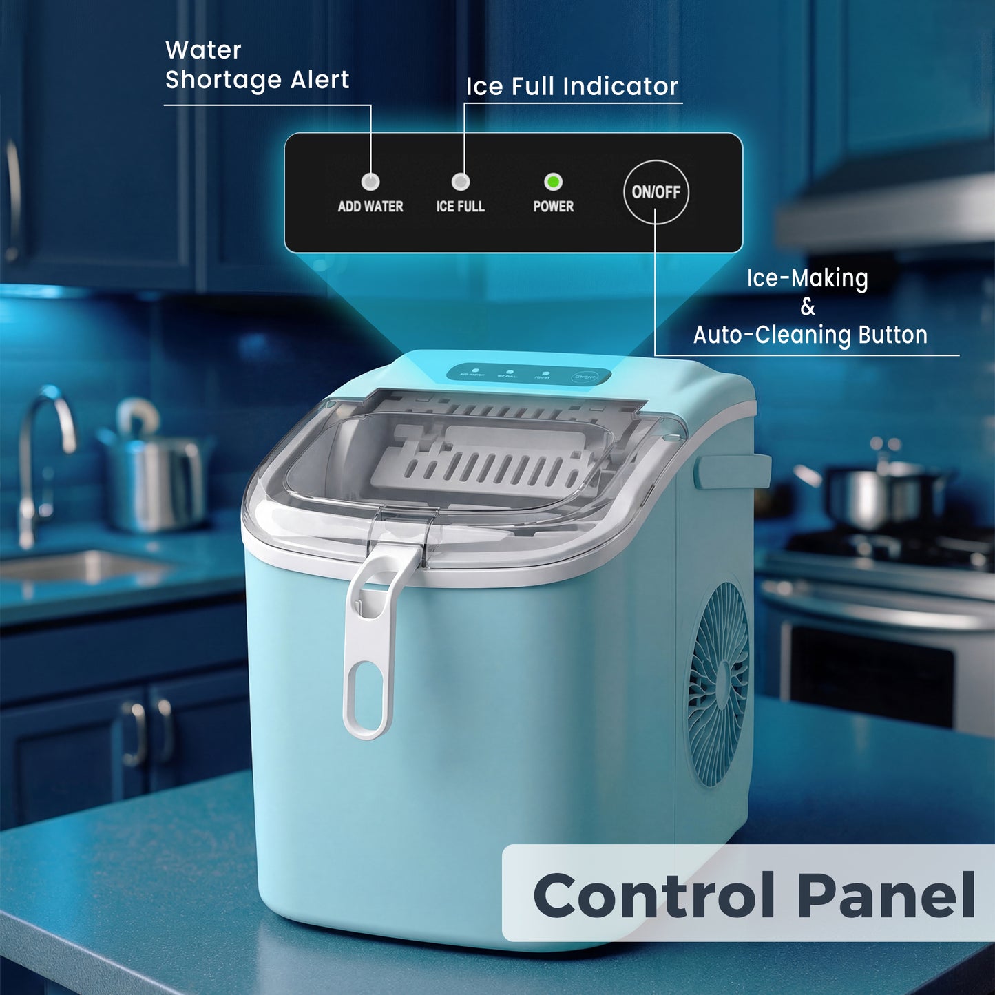 Advwin 12KG Self-Cleaning Ice Makers with Handle Green