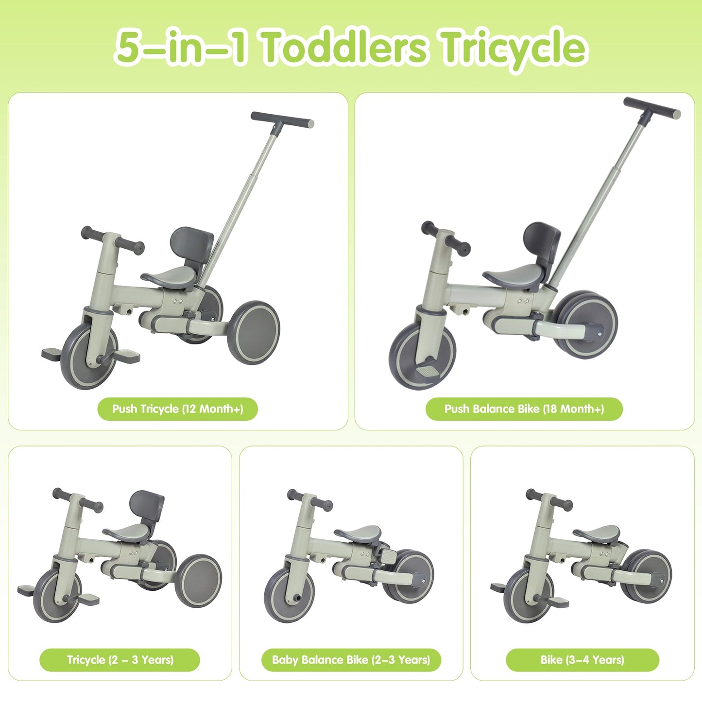 Advwin 5-in-1 Kids Tricycle