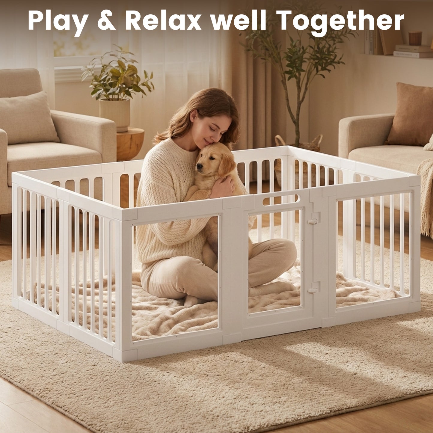 Advwin 10 Panels Dog Playpen with Door 24"H
